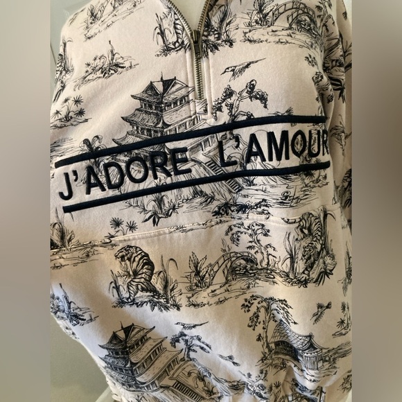 EllandEm J'ADORE L'amour Pattern Half Zip Size M/L - Picture 8 of 11